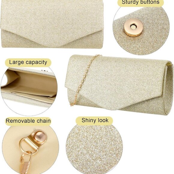 Radiant Gold Rhinestone Jewelry Set with Evening Clutch Purse - Gift Ready! - Picture 4 of 8